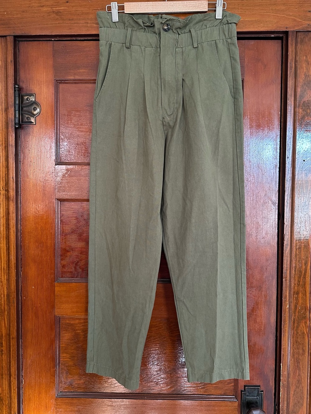New 7 For All Mankind High Rise Paperbag Straight Crop Ankle Trouser Pants Small